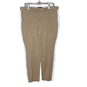 Banana Republic Sloane Sport Beach Heather Beige Pant White Stripe Womens Sz 14